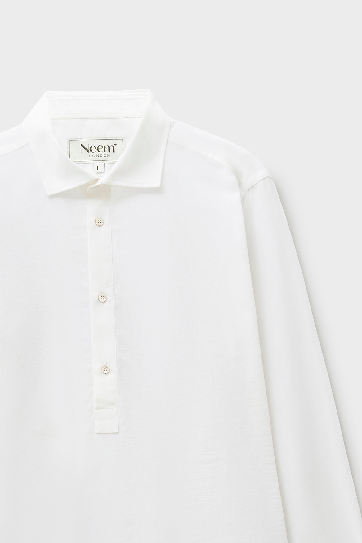 Chemise popover italienne recyclée à col cassé blanc