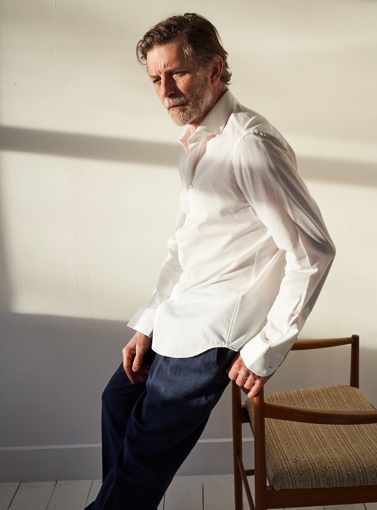 Chemise italienne blanche recyclée à col cassé