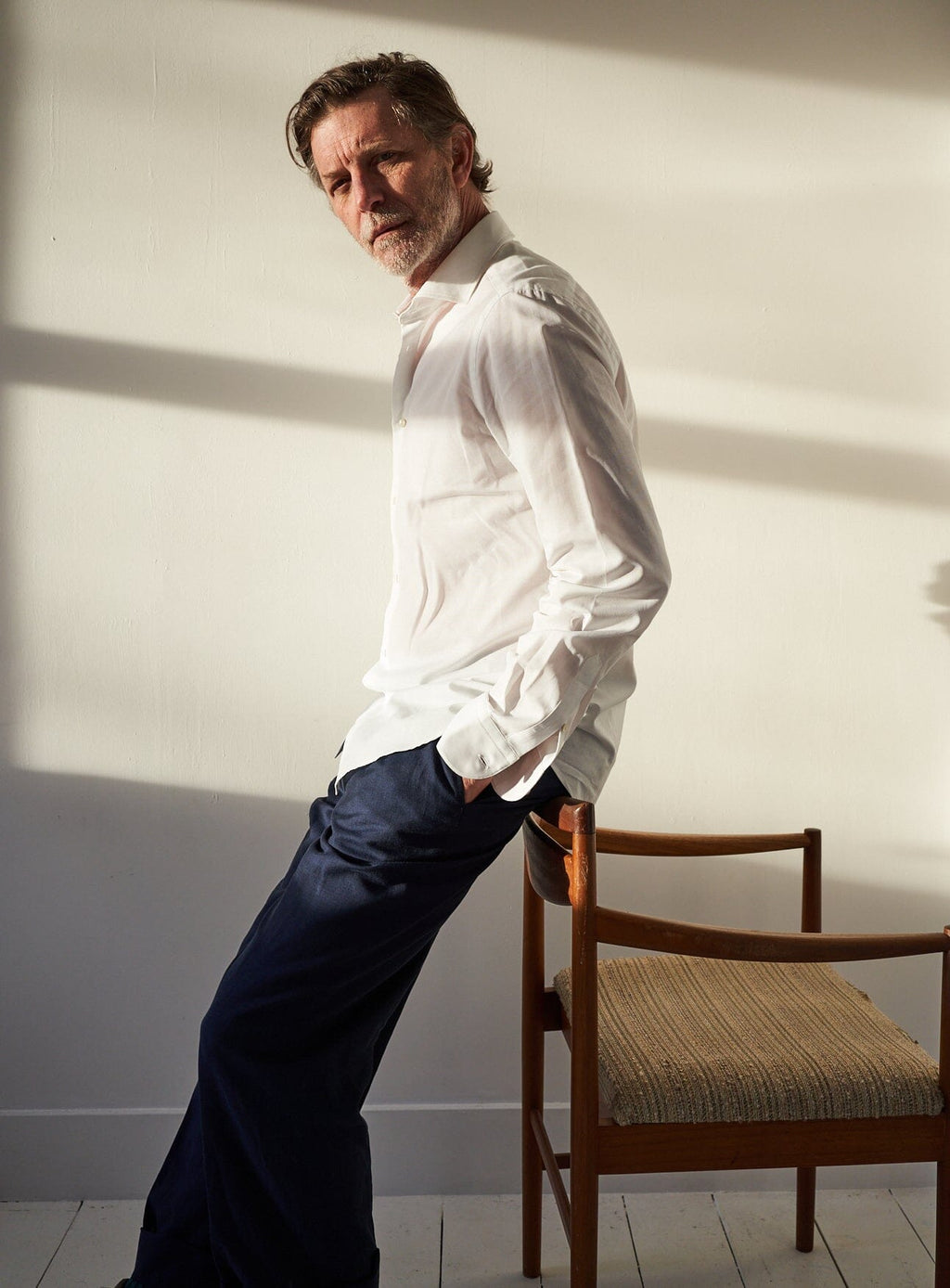 Chemise italienne blanche recyclée à col cassé