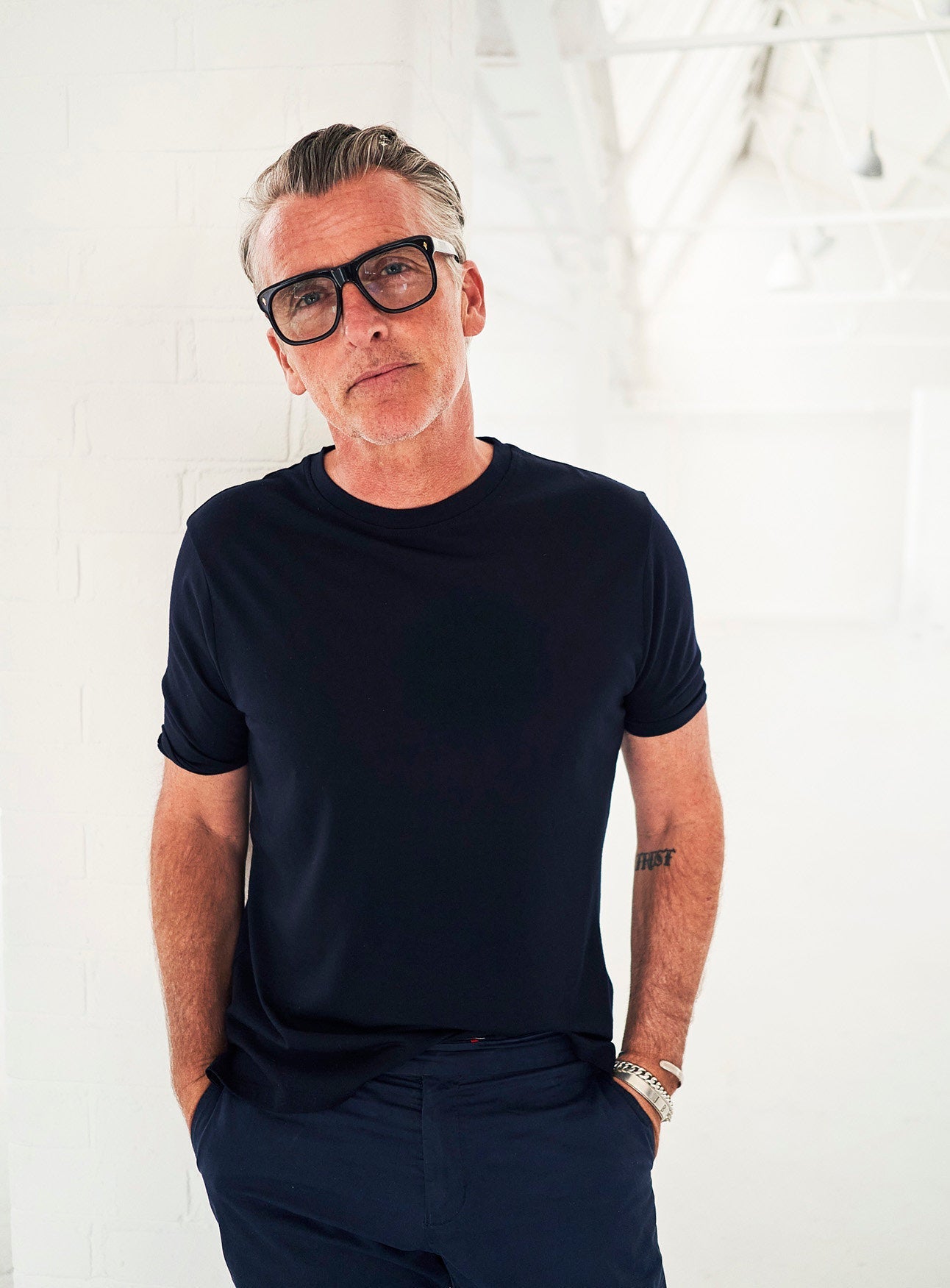 T-shirt en jersey de laine mérinos bleu marine