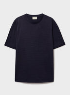 T-shirt en mérinos à rayures bleu marine