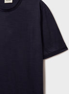 T-shirt en mérinos à rayures bleu marine