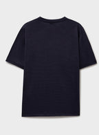T-shirt en mérinos à rayures bleu marine