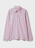 Polo manches longues en jersey de laine mérinos rose