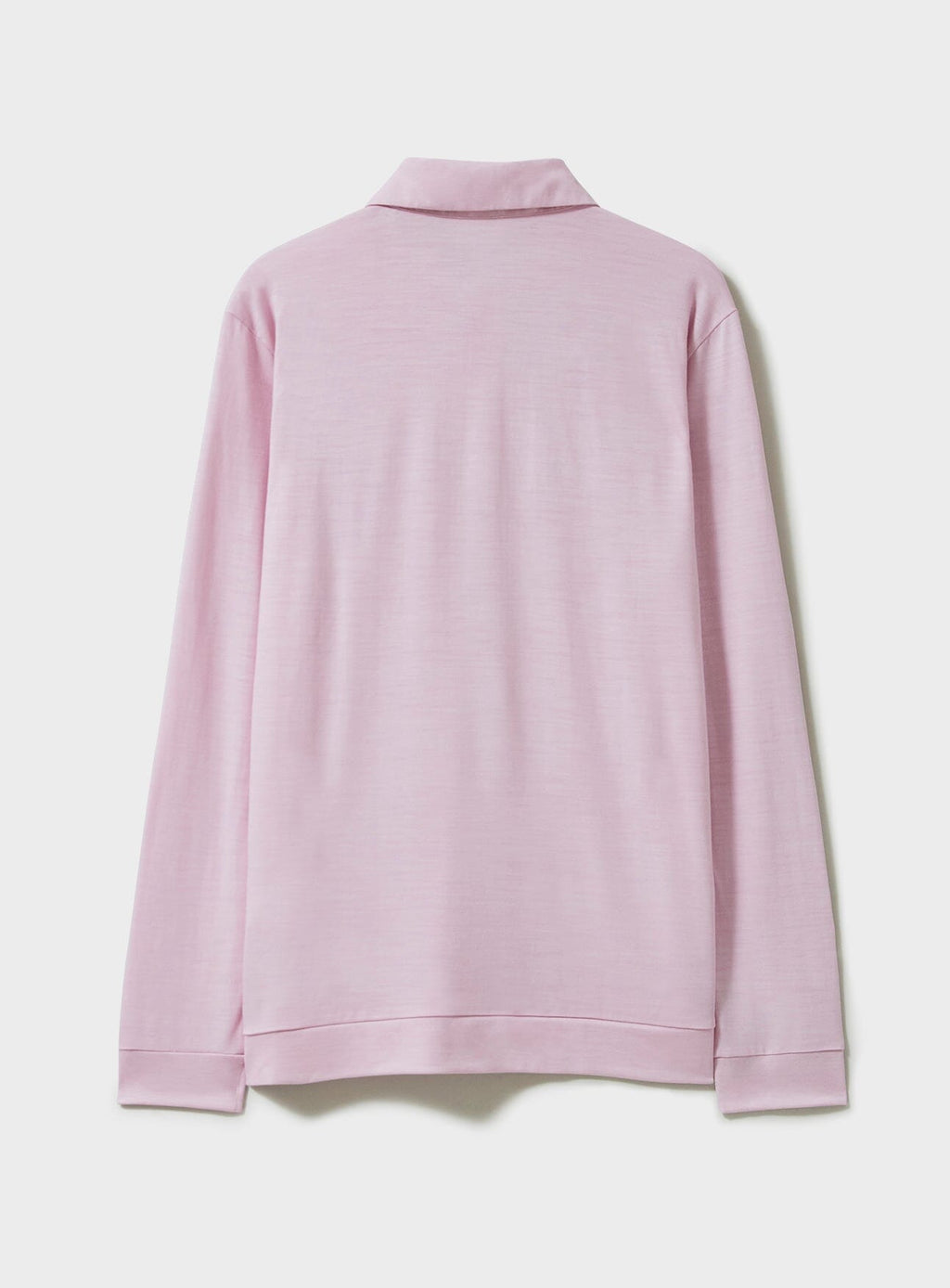 Polo manches longues en jersey de laine mérinos rose