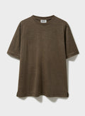 T-shirt en jersey de laine mérinos à rayures beige