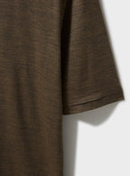 T-shirt en jersey de laine mérinos à rayures beige