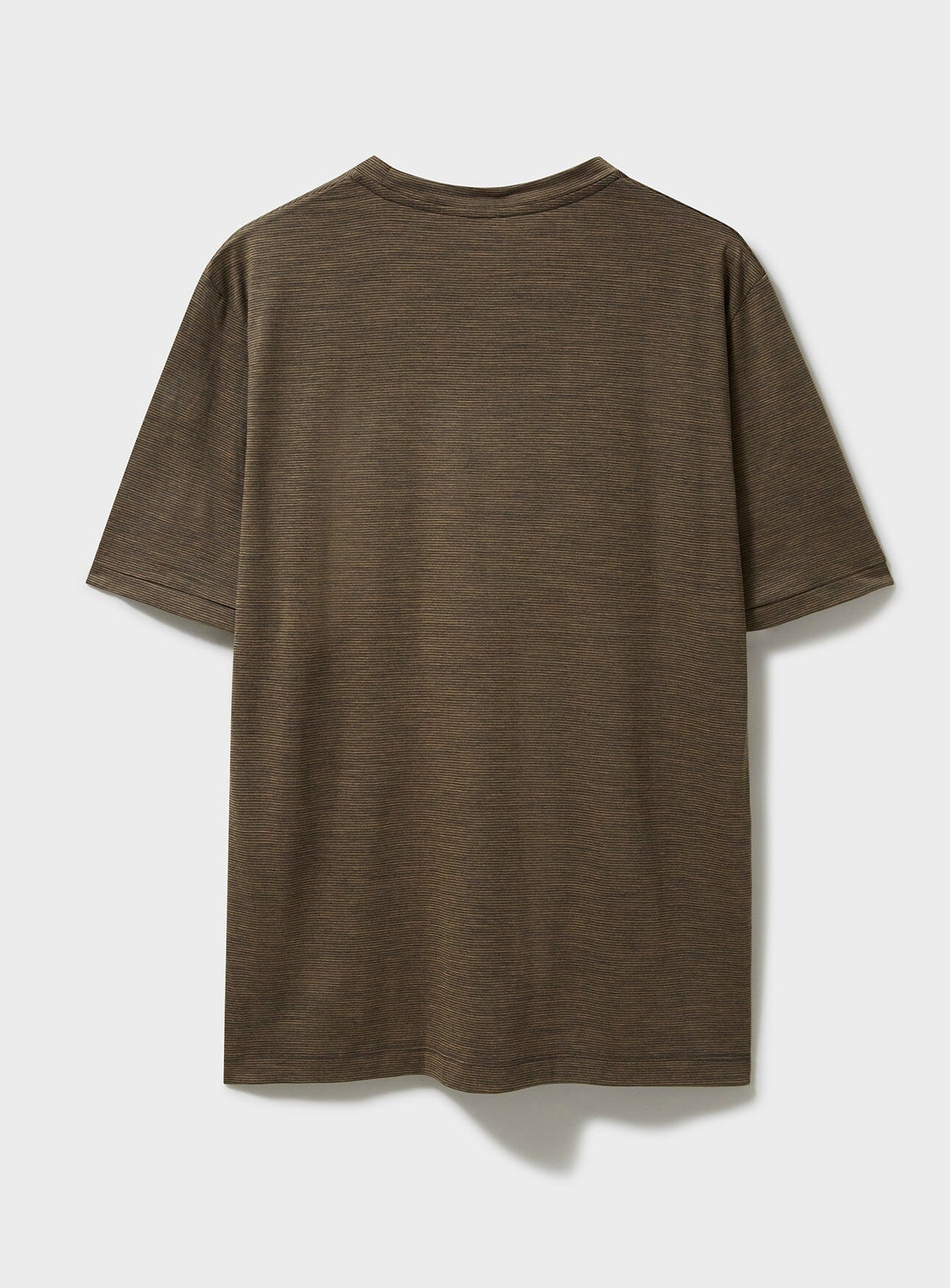 T-shirt en jersey de laine mérinos à rayures beige